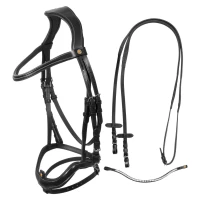 Equestro Testiera anatomica con nasalina curva in cuoio