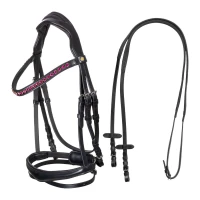 Equestro Testiera anatomica inglese con strass fucsia