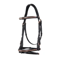 Equestro Testiera inglese Clincher Oro Rosa in cuoio