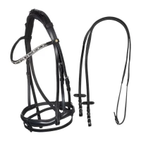 Equestro Testiera inglese in cuoio con strass