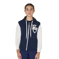 Felpa bambina Equestro EQ bicolore con zip e cappuccio
