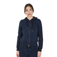 Felpa donna con zip e cappuccio Equestro - XL Blu Navy