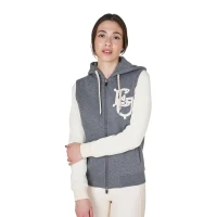 Felpa donna Equestro EQ bicolore con zip e cappuccio