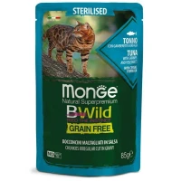 Monge Bwild Gatti Sterilizzati Buste 28 x 85 g Tonno/Gamberetti/Ortaggi