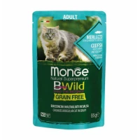 Monge Cat BWild Buste 28 x 85 g Merluzzo, Gamberetti e Ortaggi