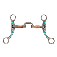 Morso correttivo Pool's in ferro con rulli rame e perle turchesi - 12,5 cm