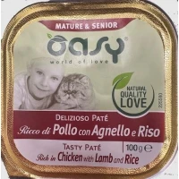 Oasy Cat Paté Delizioso Mature Pollo/Agnello 16 x 100g