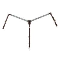 Pettorale western in cuoio con perline effetto diamante - Pool's - Unica Testa di Moro
