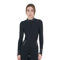 Polo tecnica donna Equestro con strass - XS Nero