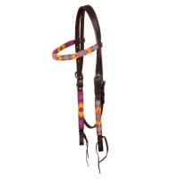 Pool's Briglia Western Oliata con Perline Multicolore - Unica Testa di Moro