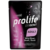 Prolife Cat UM Exigent Buste Cinghiale/Quaglia/Anatra 12 x Gr 85