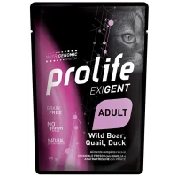 Prolife Cat UM Exigent Buste Cinghiale/Quaglia/Anatra 12 x Gr 85