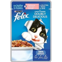 Purina Felix Doubly Delicious Sardina/Salomone in Gelatina 26 x 85 g