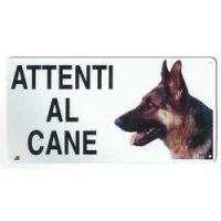 Record Targa Med "Attenti al Cane" Pastore Tedesco 20x10 cm
