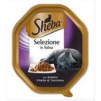 Sheba Vaschette Selezione in Salsa Vitello/Tacchino 22 x 85 g