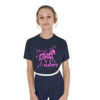 T-shirt bambina Horses Make Me Happy - Equestro