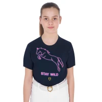 T-shirt bambina slim fit Stay Wild - Equestro - 8 Years Blu Navy