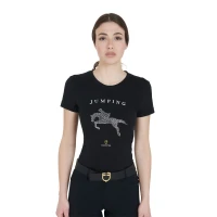 T-shirt donna slim fit Equestro con strass Jumping