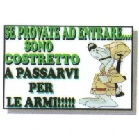Targa Segnaletica Umoristica ``SE Provate Ad Entrare...Sono Costretto A Passarvi Per Le Armi``