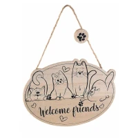 Targhetta da appendere - Welcome Friends - Gatto