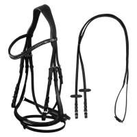 Testiera Dressage Hemelite Supreme in cuoio con redini in gomma