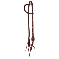 Testiera western 1 orecchio Pool's - cuoio e fibbia in ottone - Unica Marrone