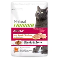 Trainer NATURAL ADULT CON POLLO FRESCO - Umido gatto 12 bustine Gr. 85