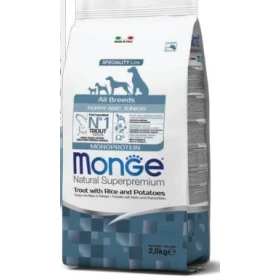 Monge Puppy/Junior Trota, Riso e Patate Crocchette 2,5 kg