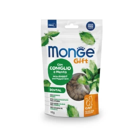 Monge Gift Cat Dental Croccante Ripieno Coniglio/Menta 60 g