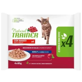 Trainer Natural Buste Manzo 4 x Gr 85 - Mangime Umido per Gatti