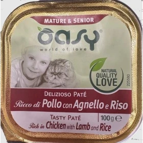 Oasy Cat Paté Delizioso Mature Pollo/Agnello 16 x 100g
