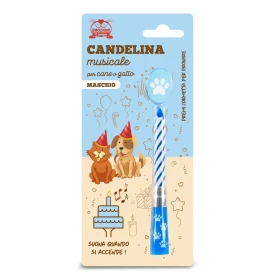 Candelina Musicale con zampina - Azzurro