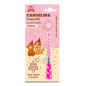Candelina musicale per cane e gatto rosa con zampina