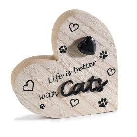 Decorazione in legno a cuore Cats per amanti dei gatti