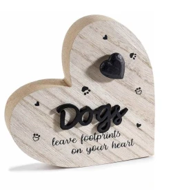 Decorazione in legno a cuore - Dogs