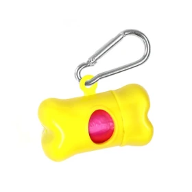Dispenser sacchetti igienici per cani giallo a osso