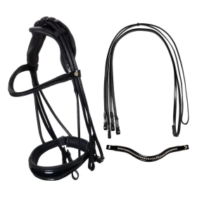 Equestro Briglia da dressage in cuoio con sovracapo anatomico