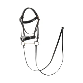 Equestro Briglia in cuoio lucido per Hobby Horse - Unica Nero