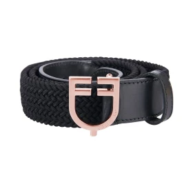 Equestro Cintura in cuoio con elastico e fibbia rosegold