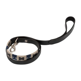 Equestro Guinzaglio Polo H in cuoio con motivo geometrico - Nero