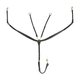 Equestro Pettorale Classic Gold in pelle con forchetta