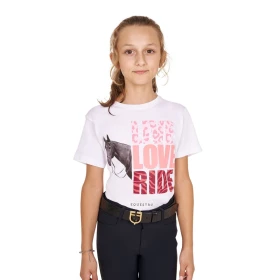 Equestro T-shirt bambina Live Love Ride in cotone - 14 Years Bianco