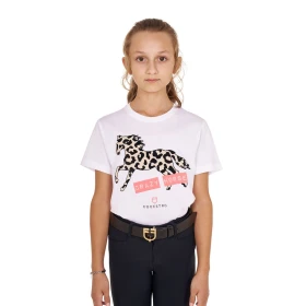 Equestro T-shirt bambina slim in cotone Crazy Horse - 14 Years Bianco