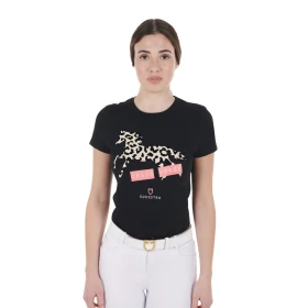 Equestro T-shirt donna Crazy Horse in cotone - S Nero