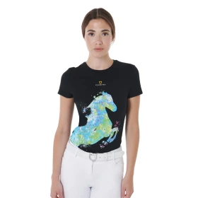 Equestro T-shirt donna slim fit con stampa cavallo astratta - XL Nero
