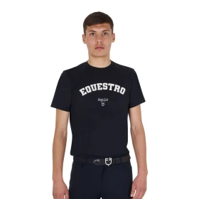 Equestro T-shirt Horse Club uomo slim fit in cotone