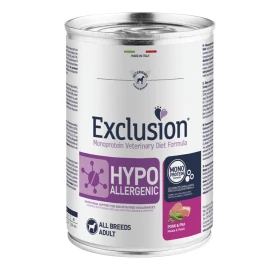Exclusion Hypoallergenic Maiale e Piselli Umido Cane 400 g