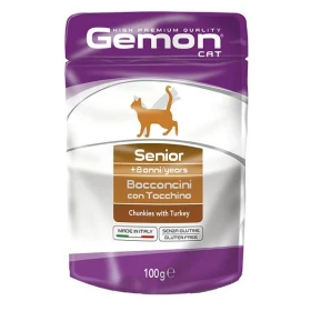 Gemon Bocconi Senior Tacchino per Gatti 24x100 g