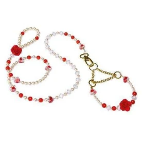 Guinzaglio con collare per cani Ruby Ferplast con perle