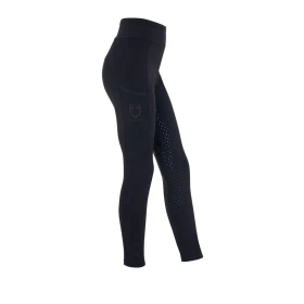 Leggings bambina Equestro con inserti traforati e grip in silicone